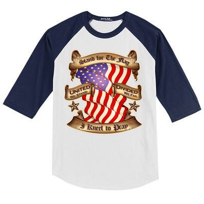 Stand For The Flag I Kneel To Pray United We Stand Divided We Fail Kids Colorblock Raglan Jersey