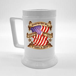 Stand For The Flag I Kneel To Pray United We Stand Divided We Fail Beer Stein