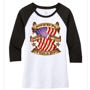 Stand For The Flag I Kneel To Pray United We Stand Divided We Fail Women's Tri-Blend 3/4-Sleeve Raglan Shirt