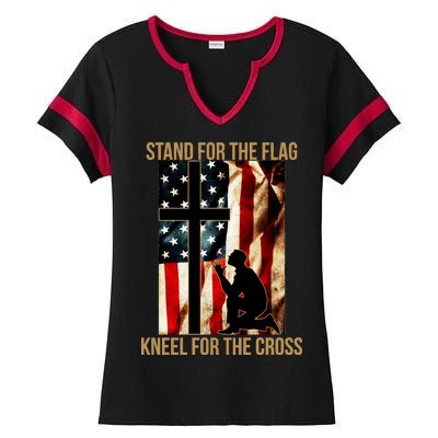 Stand For the Flag Kneel for the Cross Ladies Halftime Notch Neck Tee