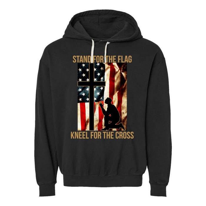 Stand For the Flag Kneel for the Cross Garment-Dyed Fleece Hoodie