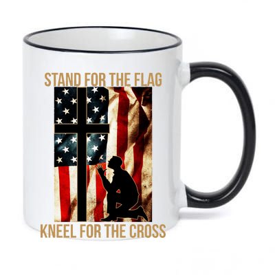 Stand For the Flag Kneel for the Cross 11oz Black Color Changing Mug