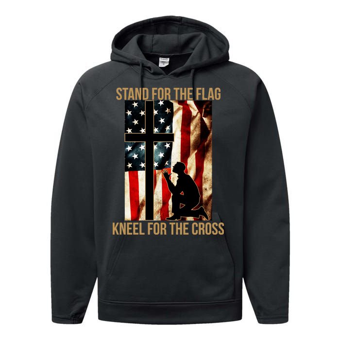 Stand For the Flag Kneel for the Cross Performance Fleece Hoodie