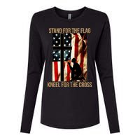 Stand For the Flag Kneel for the Cross Womens Cotton Relaxed Long Sleeve T-Shirt