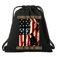 Stand For the Flag Kneel for the Cross Drawstring Bag