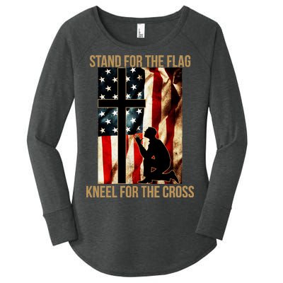 Stand For the Flag Kneel for the Cross Women's Perfect Tri Tunic Long Sleeve Shirt