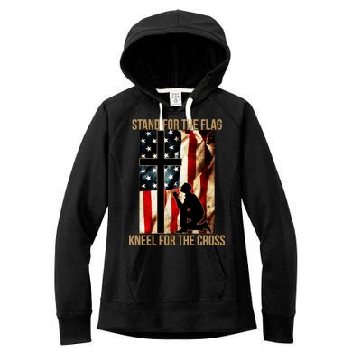 Stand For the Flag Kneel for the Cross Women's Fleece Hoodie