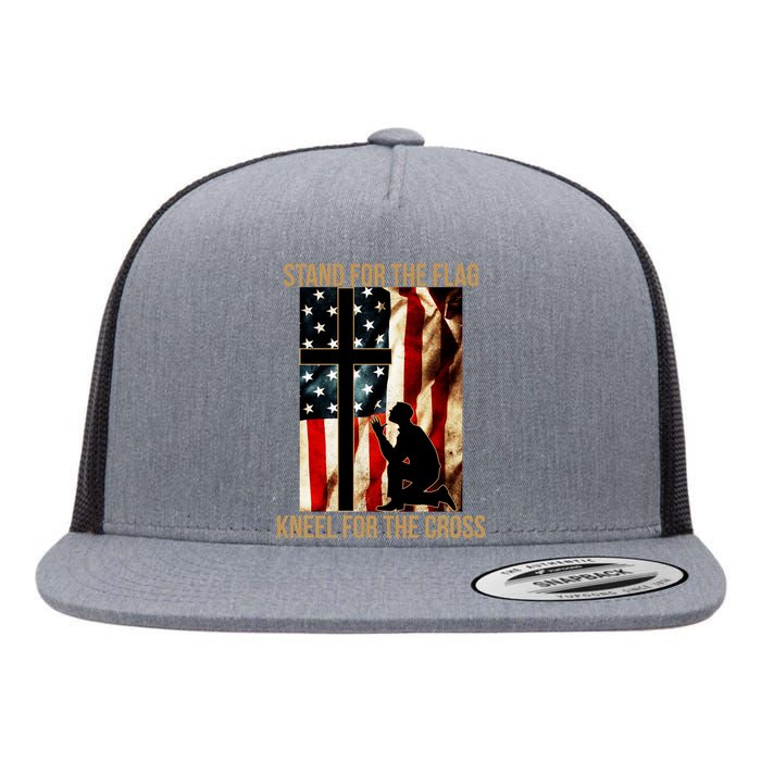 Stand For the Flag Kneel for the Cross Flat Bill Trucker Hat