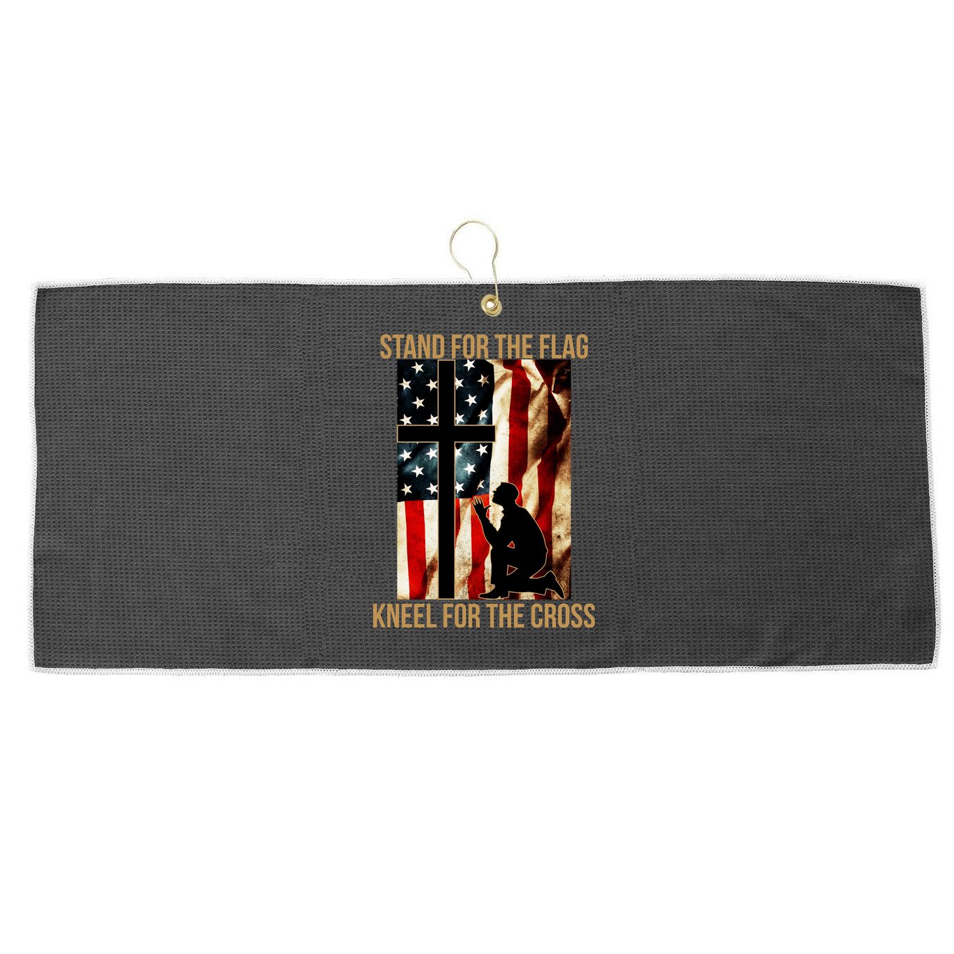 Stand For the Flag Kneel for the Cross Large Microfiber Waffle Golf Towel