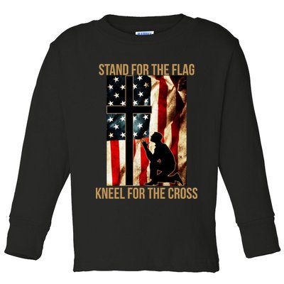 Stand For the Flag Kneel for the Cross Toddler Long Sleeve Shirt