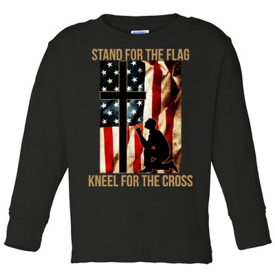 Stand For the Flag Kneel for the Cross Toddler Long Sleeve Shirt