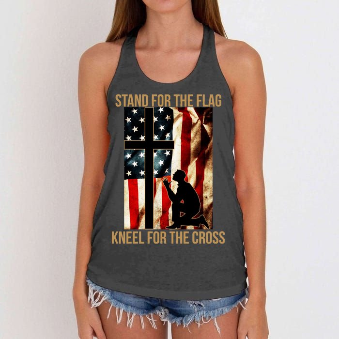 Stand For the Flag Kneel for the Cross Women's Knotted Racerback Tank