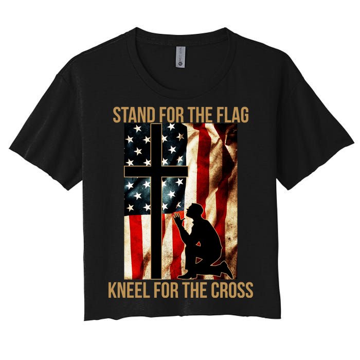 Stand For the Flag Kneel for the Cross Women's Crop Top Tee