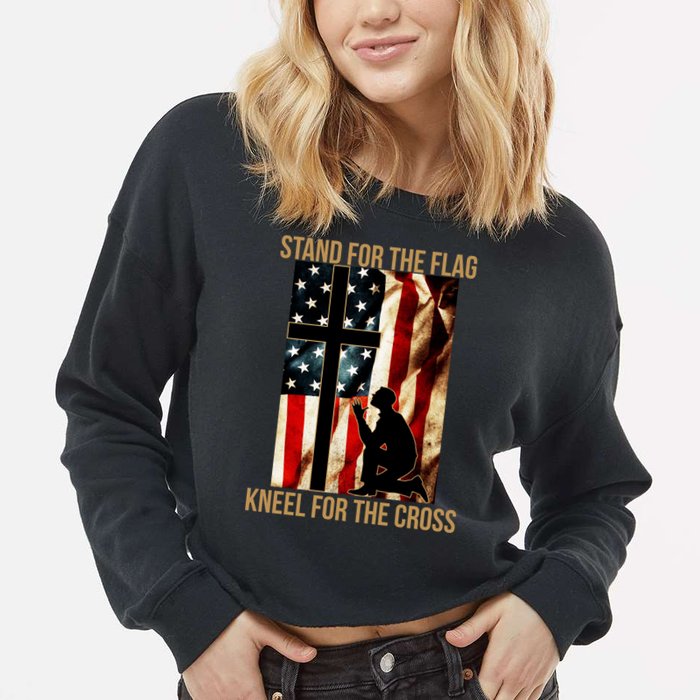 Stand For the Flag Kneel for the Cross Cropped Pullover Crew