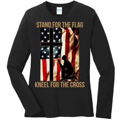 Stand For the Flag Kneel for the Cross Ladies Long Sleeve Shirt