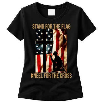 Stand For the Flag Kneel for the Cross Womens T-Shirt