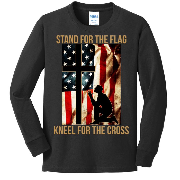 Stand For the Flag Kneel for the Cross Kids Long Sleeve Shirt