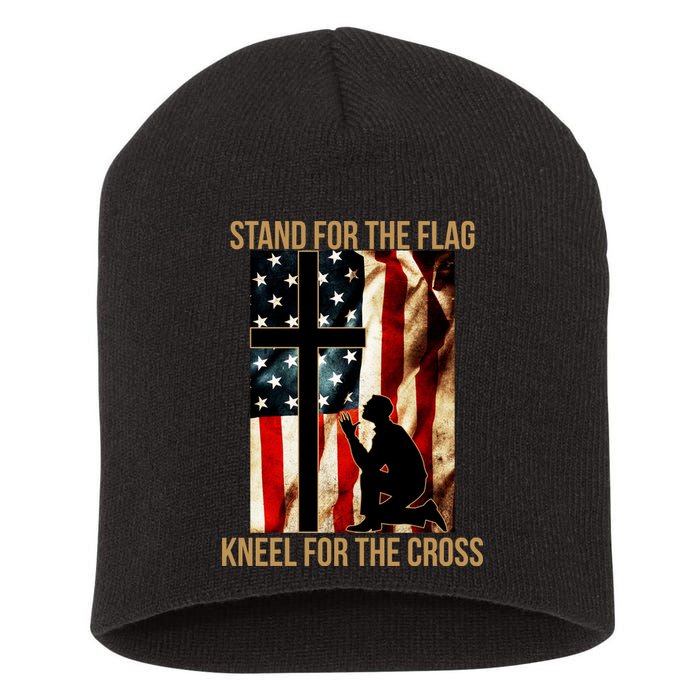 Stand For the Flag Kneel for the Cross Short Acrylic Beanie