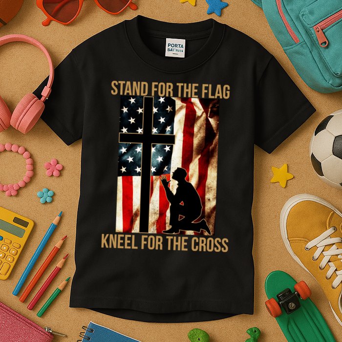 Stand For the Flag Kneel for the Cross Kids T-Shirt