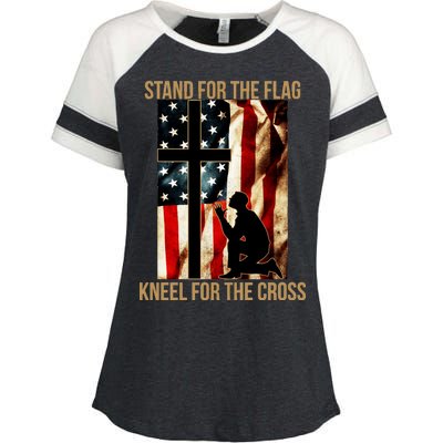 Stand For the Flag Kneel for the Cross Enza Ladies Jersey Colorblock Tee