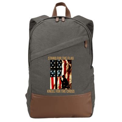 Stand For the Flag Kneel for the Cross Cotton Canvas Backpack