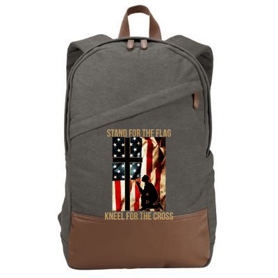 Stand For the Flag Kneel for the Cross Cotton Canvas Backpack