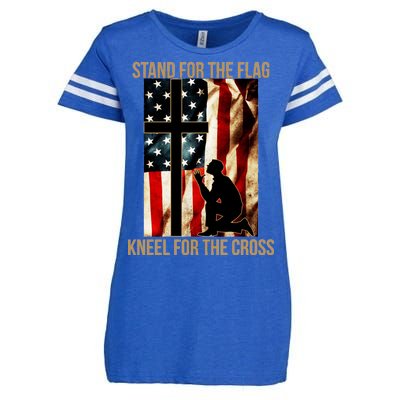 Stand For the Flag Kneel for the Cross Enza Ladies Jersey Football T-Shirt