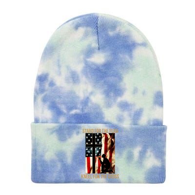 Stand For the Flag Kneel for the Cross Tie Dye 12in Knit Beanie