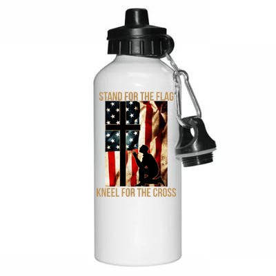 Stand For the Flag Kneel for the Cross Aluminum Water Bottle 