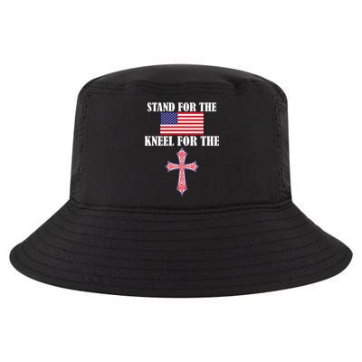 Stand For the Flag Kneel For the Cross National Anthem Cool Comfort Performance Bucket Hat