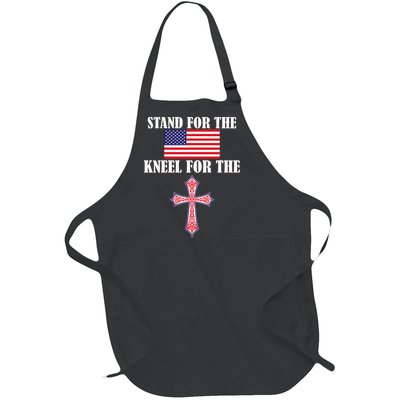 Stand For the Flag Kneel For the Cross National Anthem Full-Length Apron With Pockets