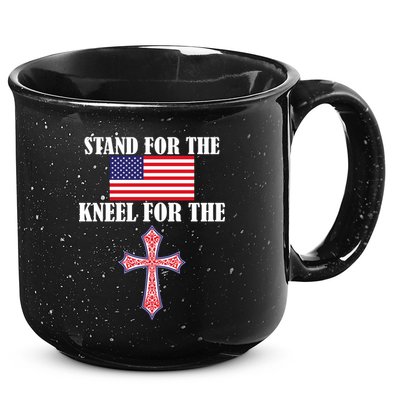 Stand For the Flag Kneel For the Cross National Anthem 15oz Campfire Ceramic Mug
