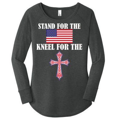 Stand For the Flag Kneel For the Cross National Anthem Women's Perfect Tri Tunic Long Sleeve Shirt