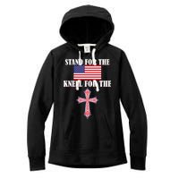 Stand For the Flag Kneel For the Cross National Anthem Women's Fleece Hoodie