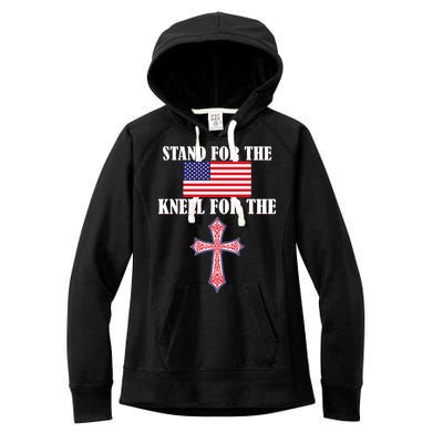 Stand For the Flag Kneel For the Cross National Anthem Women's Fleece Hoodie