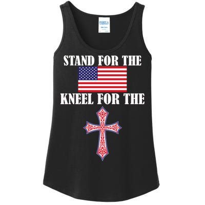 Stand For the Flag Kneel For the Cross National Anthem Ladies Essential Tank