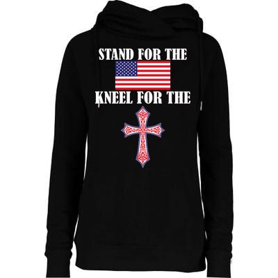 Stand For the Flag Kneel For the Cross National Anthem Womens Funnel Neck Pullover Hood