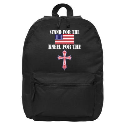 Stand For the Flag Kneel For the Cross National Anthem 16 in Basic Backpack