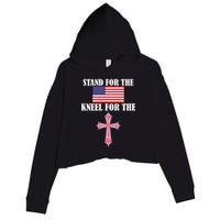 Stand For the Flag Kneel For the Cross National Anthem Crop Fleece Hoodie