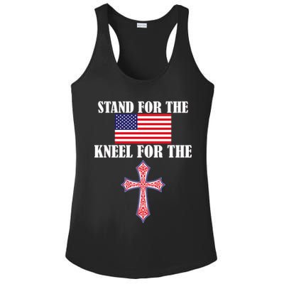 Stand For the Flag Kneel For the Cross National Anthem Ladies PosiCharge Competitor Racerback Tank
