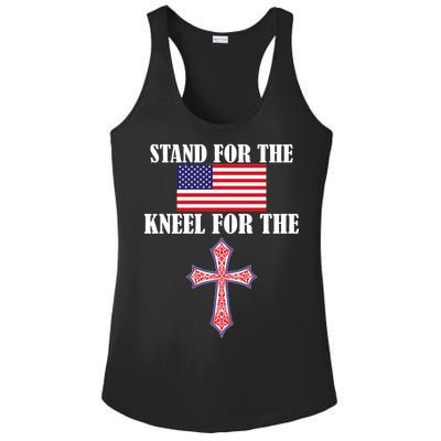 Stand For the Flag Kneel For the Cross National Anthem Ladies PosiCharge Competitor Racerback Tank