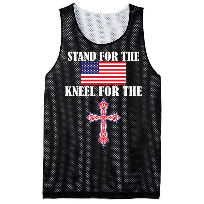 Stand For the Flag Kneel For the Cross National Anthem Mesh Reversible Basketball Jersey Tank