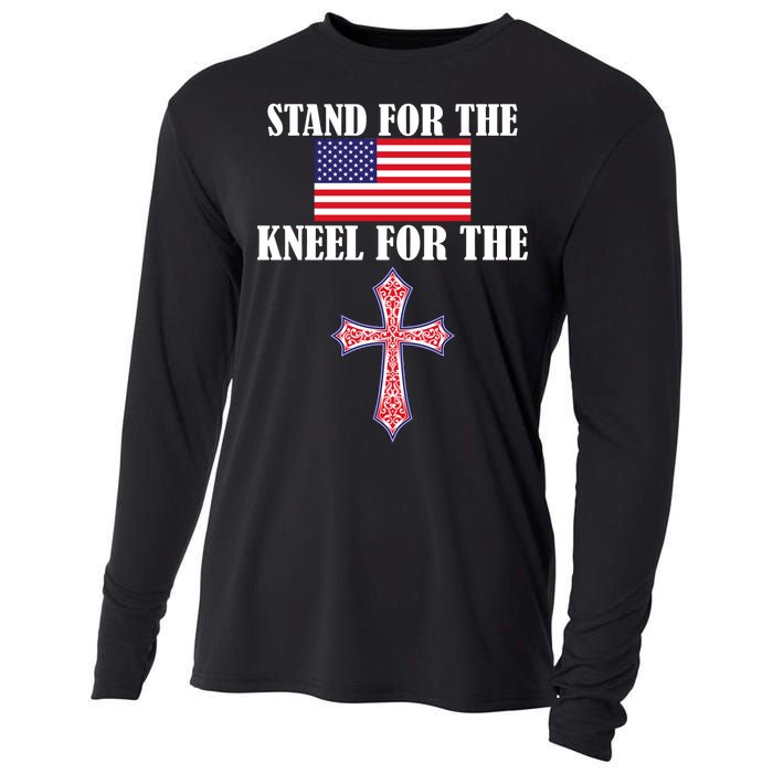 Stand For the Flag Kneel For the Cross National Anthem Cooling Performance Long Sleeve Crew