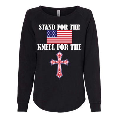 Stand For the Flag Kneel For the Cross National Anthem Womens California Wash Sweatshirt