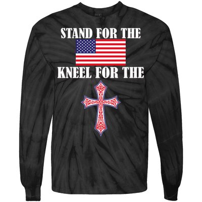 Stand For the Flag Kneel For the Cross National Anthem Tie-Dye Long Sleeve Shirt