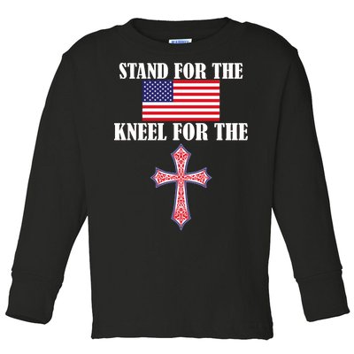 Stand For the Flag Kneel For the Cross National Anthem Toddler Long Sleeve Shirt