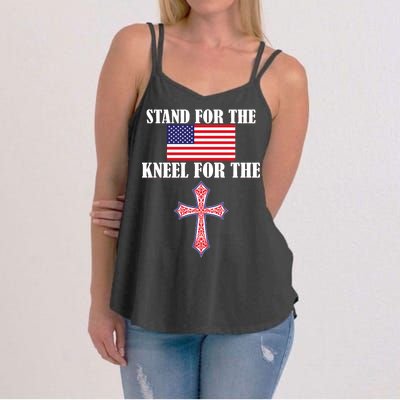 Stand For the Flag Kneel For the Cross National Anthem Women's Strappy Tank