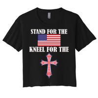 Stand For the Flag Kneel For the Cross National Anthem Women's Crop Top Tee