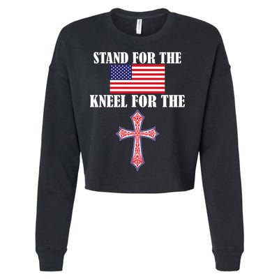 Stand For the Flag Kneel For the Cross National Anthem Cropped Pullover Crew