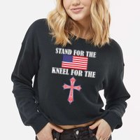 Stand For the Flag Kneel For the Cross National Anthem Cropped Pullover Crew